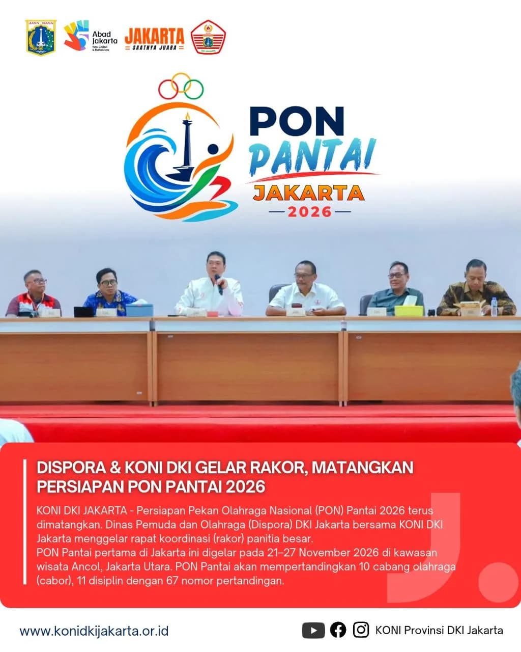 Dispora & KONI DKI Gelar Rakor, Matangkan Persiapan PON Pantai 2026
